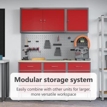 8-teiliges Werkbank-Set in Rotem Stahl