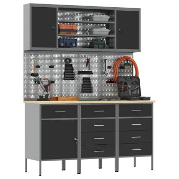 7-teiliges Werkbank-Set Schwarzstahl