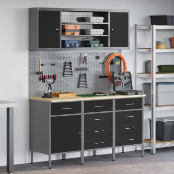 7-teiliges Werkbank-Set Schwarzstahl