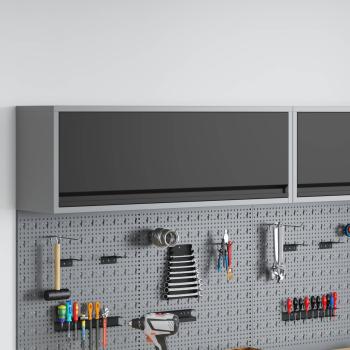 10-teiliges Arbeitskabinet und Pegboard-Set in Schwarz aus MDF und Metall