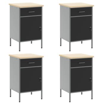 10-teiliges Werkbank- und Pegboard-Set in Schwarz aus MDF und Metall