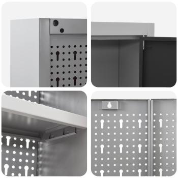 10-teiliges Werkbank- und Pegboard-Set in Schwarz aus MDF und Metall