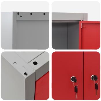 10-teiliges Werkstattschrank- und Pegboard-Set in Rot aus MDF und Metall