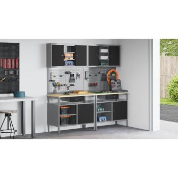 8-teiliges Werkbank-Set Schwarz Stahl