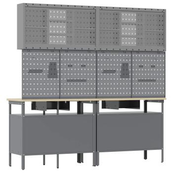 8-teiliges Werkbank-Set Schwarz Stahl