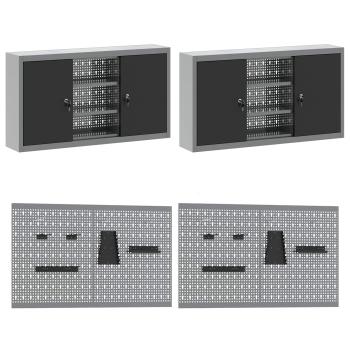 8-teiliges Werkbank-Set Schwarz Stahl