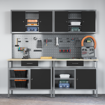 8-teiliges Werkbank-Set Schwarz Stahl