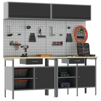 8-teiliges Werkbankset aus schwarzem Stahl