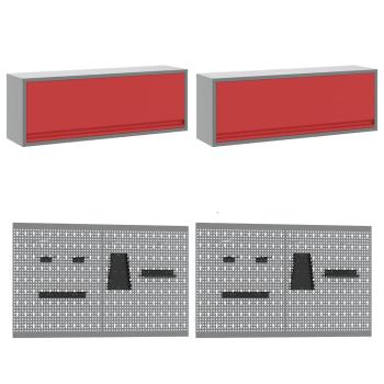 8-teiliges Werkbank-Set aus rotem Stahl