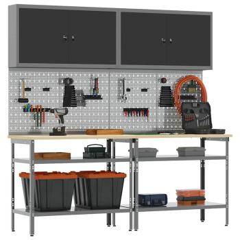 8-teiliges Werkbank-Set in Grau aus Stahl