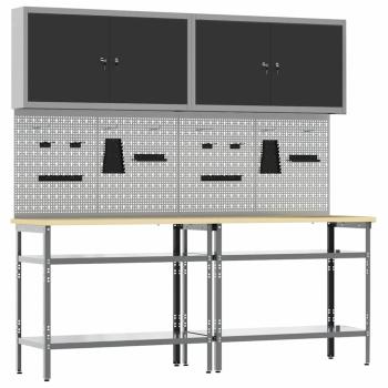 8-teiliges Werkbank-Set in Grau aus Stahl