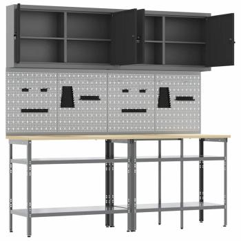 8-teiliges Werkbank-Set in Grau aus Stahl
