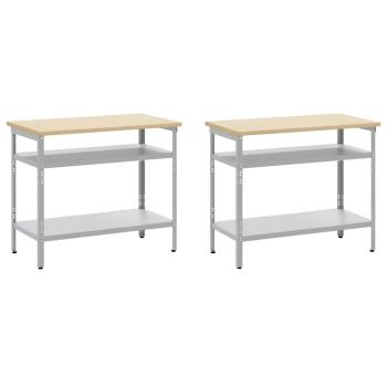 8-teiliges Werkbank-Set in Grau aus Stahl