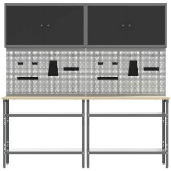 8-teiliges Werkbank-Set in Grau aus Stahl