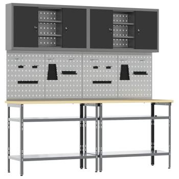 8-teiliges Werkbankset in Grau aus Stahl