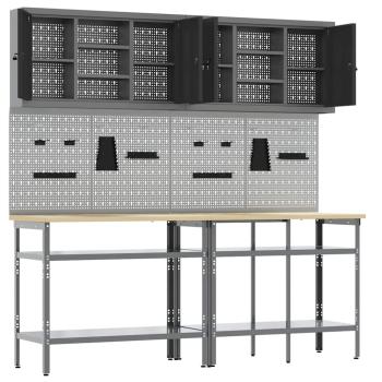 8-teiliges Werkbankset in Grau aus Stahl