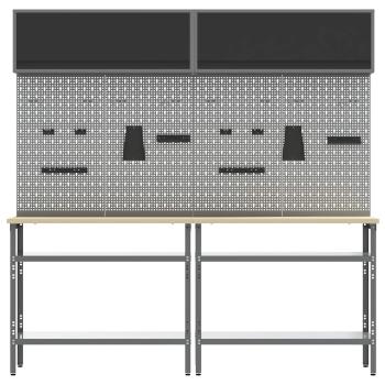 Werkbank-Set 8 stk. Schwarz und Grau 200 x 55 x 200 cm
