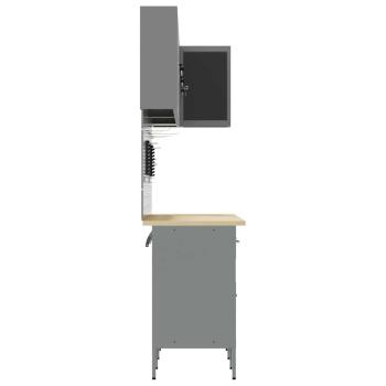 12-teiliges Werkstattschrank- und Lochblechset in Schwarz aus MDF und Metall