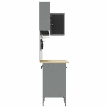 12-teiliges Werkbank- und Pegboard-Set in Schwarz aus MDF und Metall