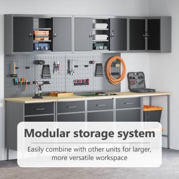 12-teiliges Werkbank- und Pegboard-Set in Schwarz aus MDF und Metall