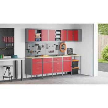 12-teiliges Werkbank- und Pegboard-Set in Schwarz aus MDF und Metall