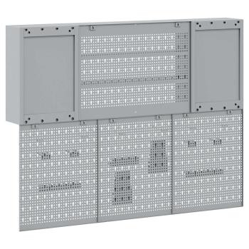 12-teiliges Werkstattschrank- und Pegboard-Set Schwarz MDF und Metall