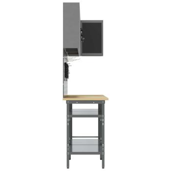 10-teiliges Werkzeuglager-Set Tisch Schwarz, Holzwerkstoff und Metall