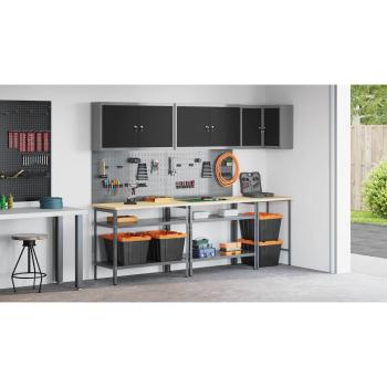 10-teiliges Werkzeuglager-Set Tisch Schwarz, Holzwerkstoff und Metall