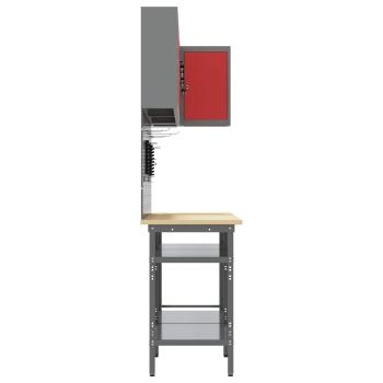 10-teiliges Werkzeuglager-Tischset in Rot aus Holzwerkstoff und Metall