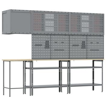 10-teiliges Werkzeuglager-Tischset in Rot aus Holzwerkstoff und Metall