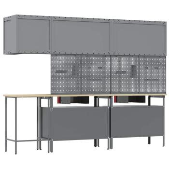 10-teiliges Werkzeugaufbewahrungstischset in Rot aus Holzwerkstoff und Metall