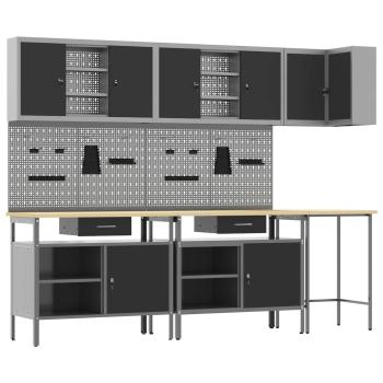 10-teiliges Werkzeuglager-Set in Schwarz aus Holzwerkstoff und Metall