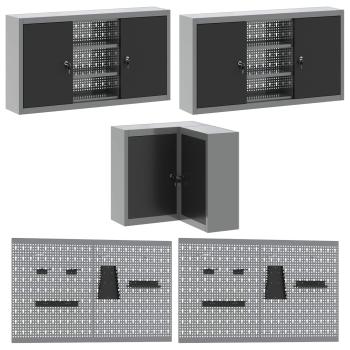 10-teiliges Werkzeuglager-Set in Schwarz aus Holzwerkstoff und Metall