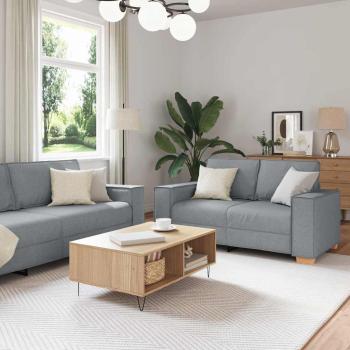 ARDEBO.de - 3-teiliges Sofa-Set mit Kissen Hellgrau Stoff