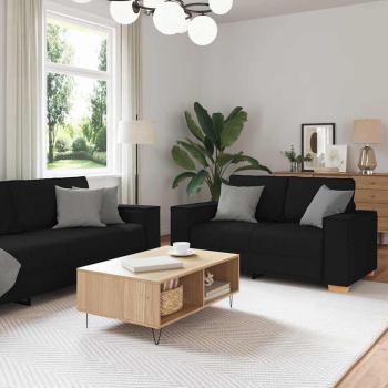 ARDEBO.de - 3-teiliges Sofa-Set mit Kissen schwarzer Stoff