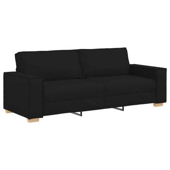 3-teiliges Sofa-Set mit Kissen schwarzer Stoff