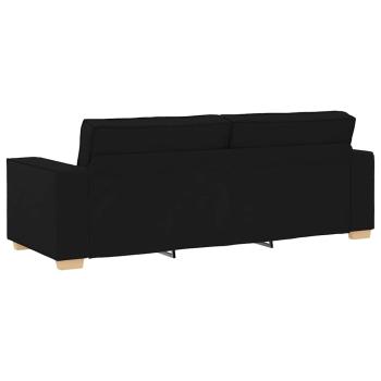 3-teiliges Sofa-Set mit Kissen schwarzer Stoff