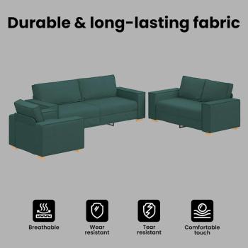 Sofa 3 Stk. Dunkelgrün Leinenmischgewebe