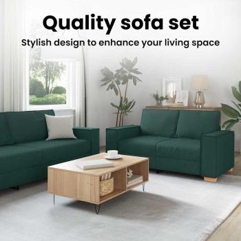 Sofa 3 Stk. Dunkelgrün Leinenmischgewebe