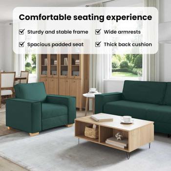 Sofa 3 Stk. Dunkelgrün Leinenmischgewebe