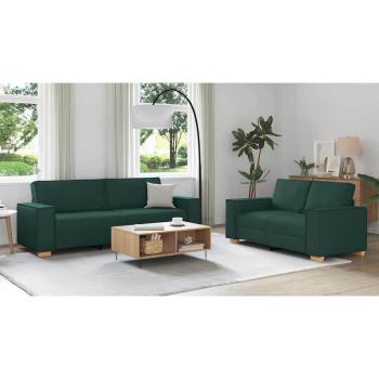 Sofa 3 Stk. Dunkelgrün Leinenmischgewebe