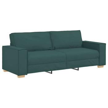 3-teiliges Sofa-Set mit Kissen in Dunkelgrünem Stoff