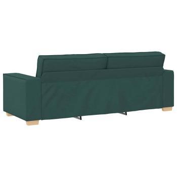3-teiliges Sofa-Set mit Kissen in Dunkelgrünem Stoff