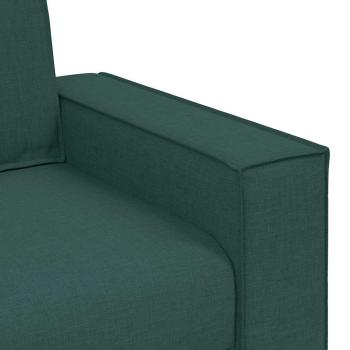 3-teiliges Sofa-Set mit Kissen in Dunkelgrünem Stoff