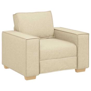 3-teiliges Sofaset mit Kissen, cremefarbenes Gewebe