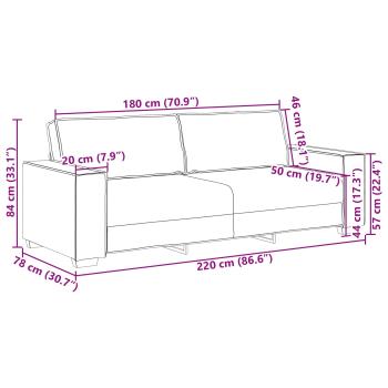 3-teiliges Sofaset mit Kissen, cremefarbenes Gewebe
