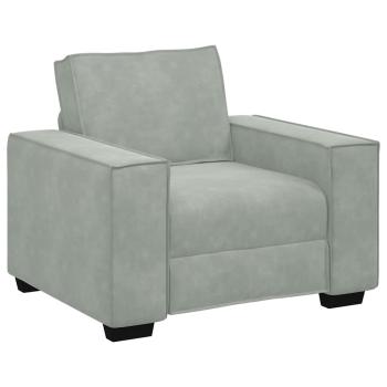 3-teiliges Sofaset mit Kissen in hellgrauem Samt