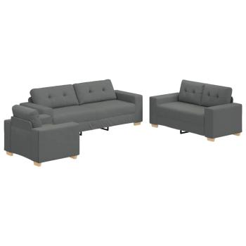 3-teiliges Sofaset mit Kissen in Dunkelgrau