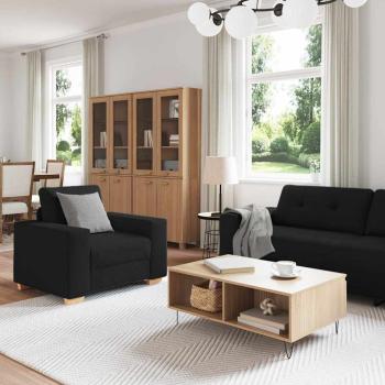 ARDEBO.de - 3-teiliges Sofaset mit Kissen aus schwarzem Stoff