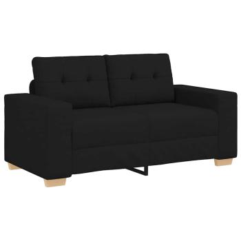 3-teiliges Sofaset mit Kissen aus schwarzem Stoff